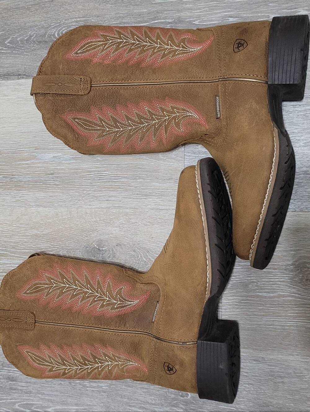 Ariat Women's Hybrid Rancher Womens Size 7.5 Western Boot Brown And Pink - Picture 2 of 11